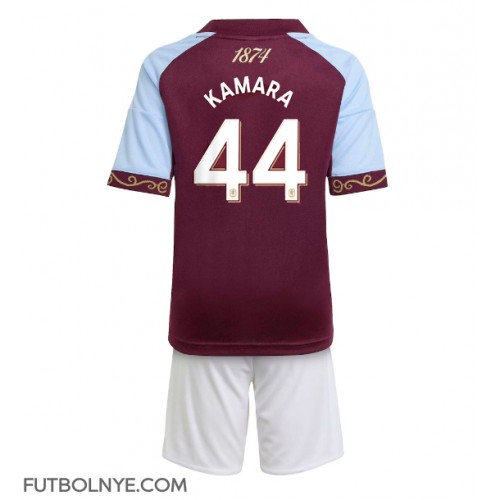 Camiseta Aston Villa Boubacar Kamara #44 Primera Equipación para niños 2025-26 manga corta (+ pantalones cortos)